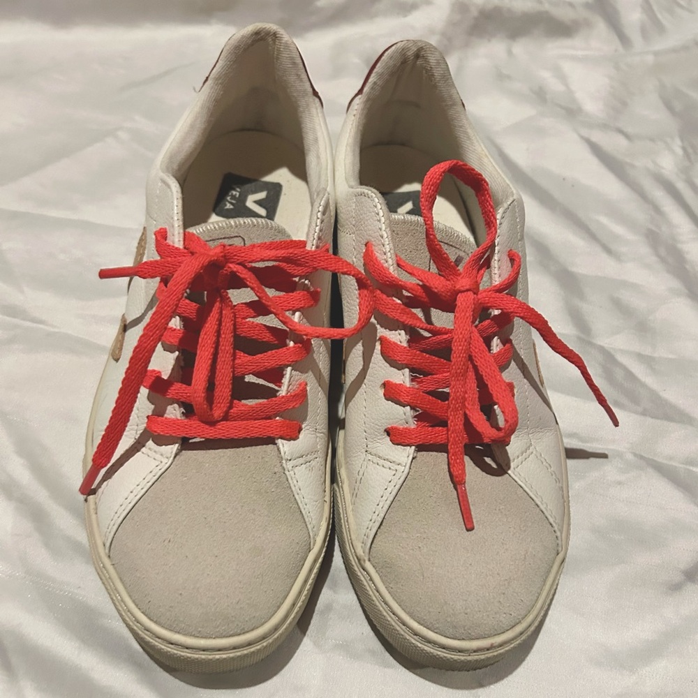 Veja Esplar Lace Up Sneaker Big Kids White Metallic Rose Neon Pink
